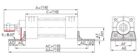 本图介绍的是气缸型号和规格尺寸选型LB脚架安装方式